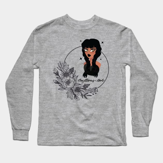 Sagittarius Girl Long Sleeve T-Shirt by AirshipRebekah